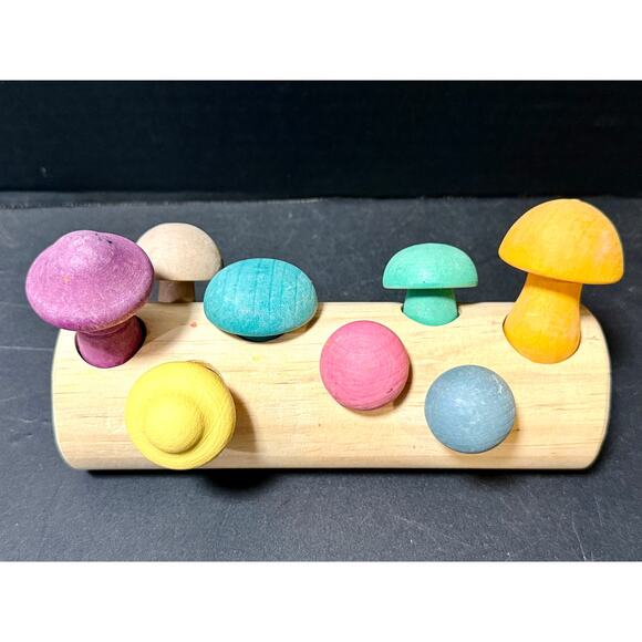 Montessori Wooden Mushroom Picking Toy - Educational Shape Sorting - Picture 1 of 8